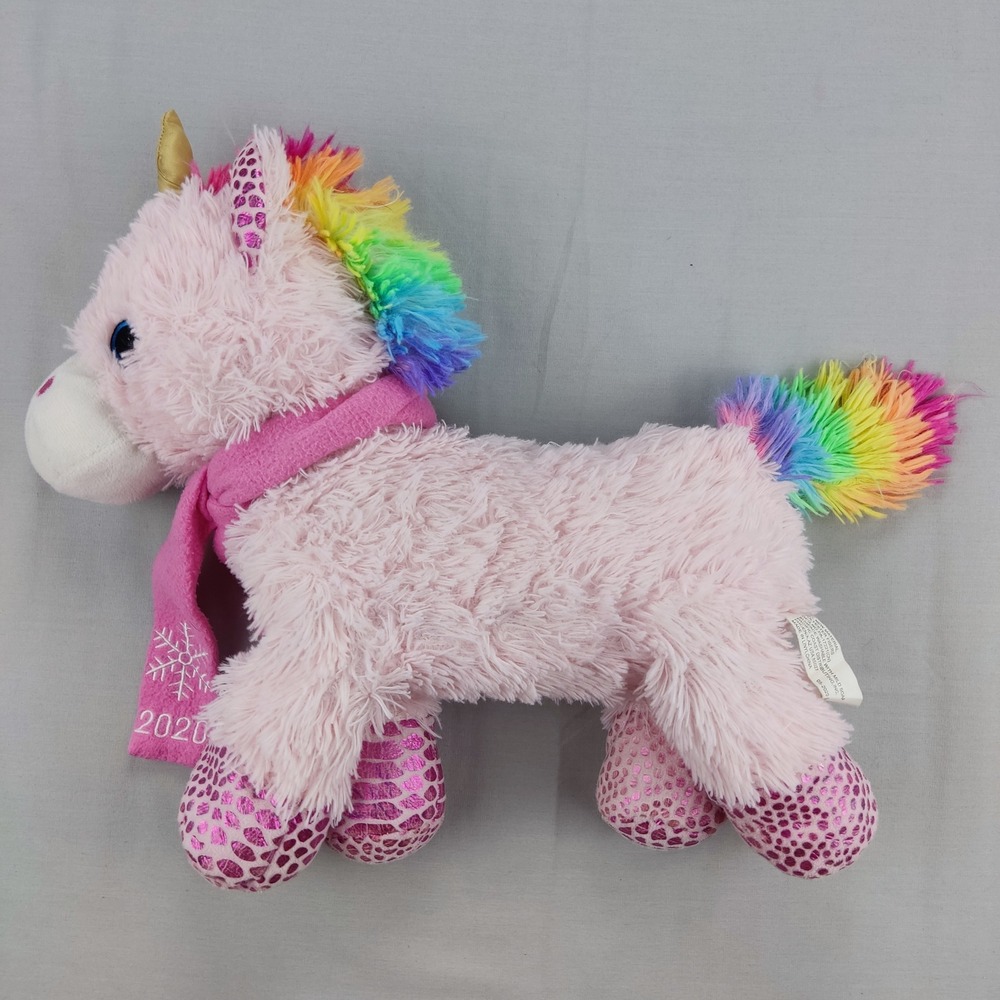 Pacific Coast Plush Unisex 16" Pink Unicorn 2020 Holiday Scarf Rainbow Mane